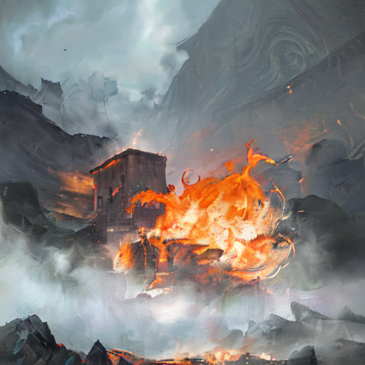 建物が燃えているイラスト