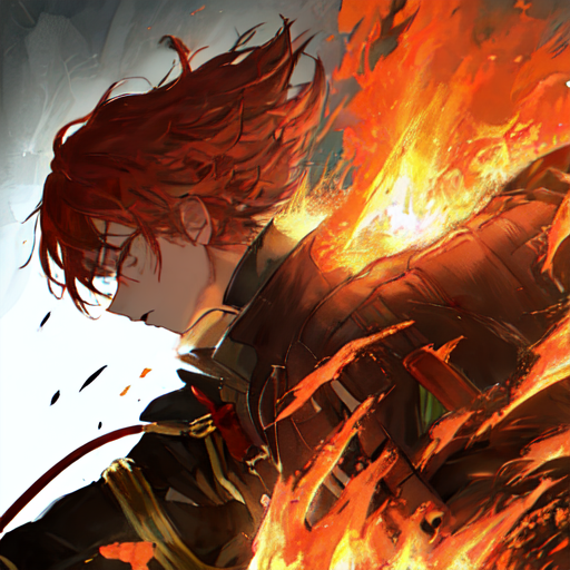 炎の中を真顔で進んでいる男性