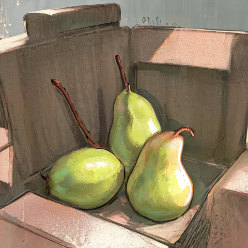 ３つのとても大きな梨の果物画像素材