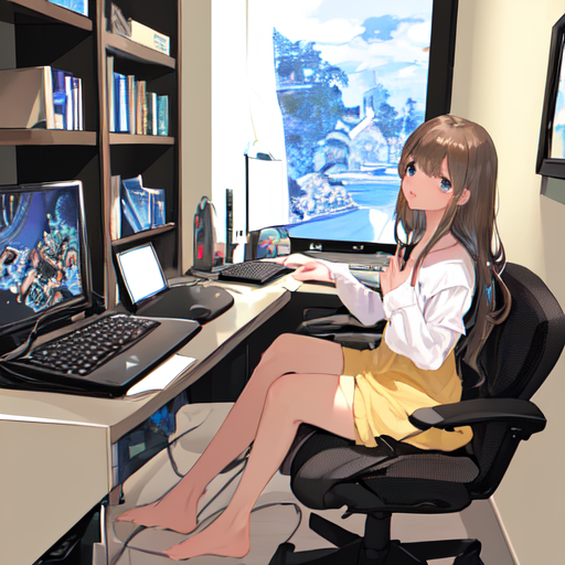 いろんなパソコンを操作している女性