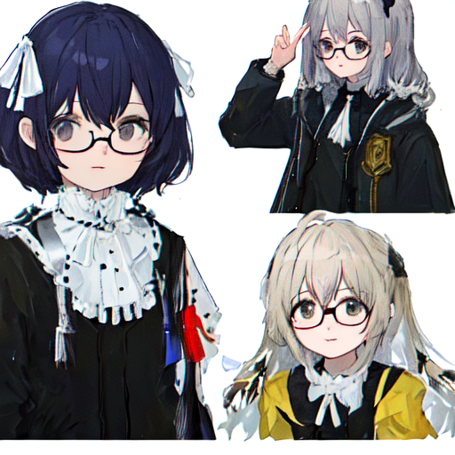 メガネをかけたいろんな女の子達の絵