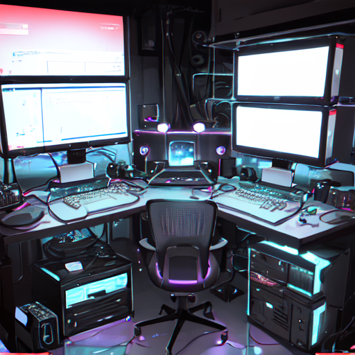 電子機器がたくさん並んだパソコン室