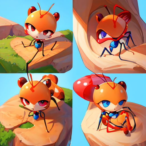 アリをかわいらしい顔で表したユルキャラ系