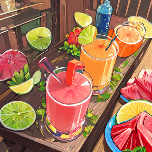 オレンジとピンクのフルーツジュース