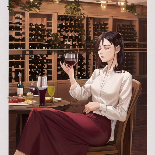 優雅に一人でワインを楽しんでいる美人な女性