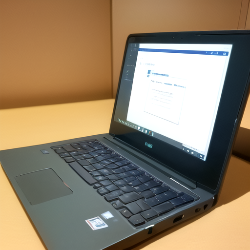 机の上に置いてある旧式なノートパソコン