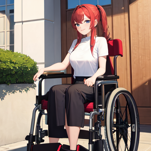 片足がなくて車イスに乗っている女
