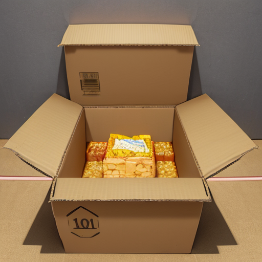 お菓子のような商品が入ったダンボール箱