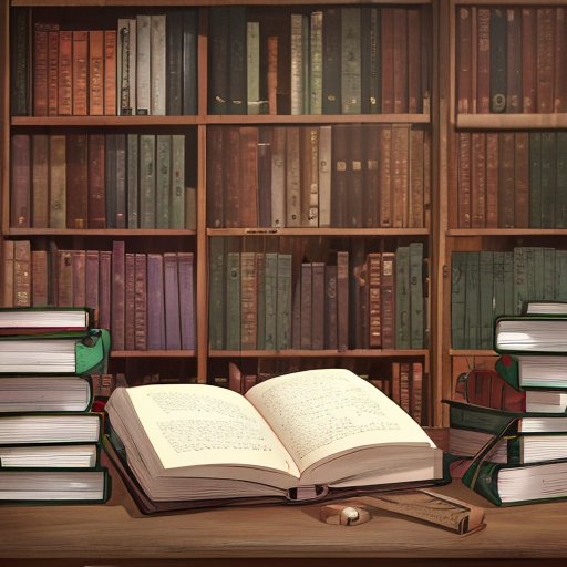 たくさんの本が棚にしまってある蔵書の2次元フリー画像