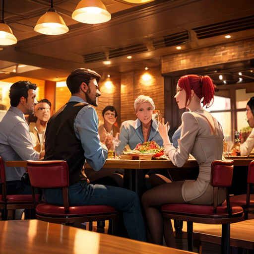 外国人の男女が楽しく合コンしている風景のAIフリーイラスト