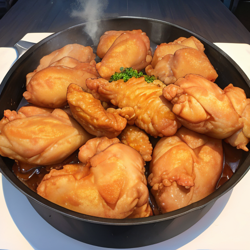 鉄板の上に乗っているまだ熱々の唐揚げ