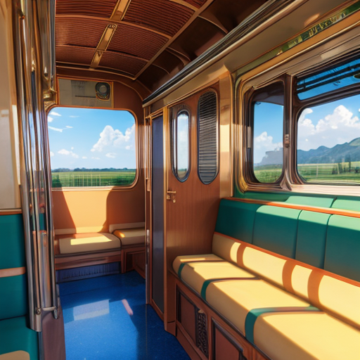 電車内の座席を描いたAIイラストフリー画像