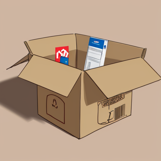 小さい品物が入っているダンボール