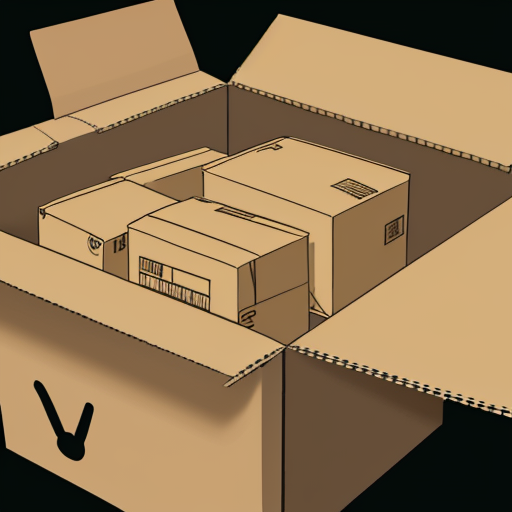 ダンボール箱の中に入ったいくつかの小さいダンボール