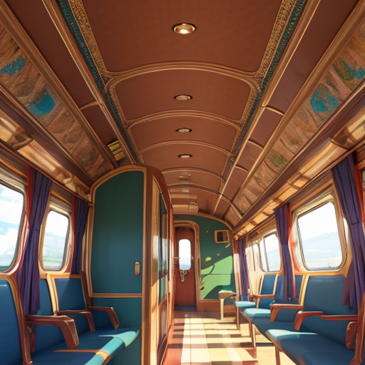 天気のいい日だからすごく明るくなっている電車の中