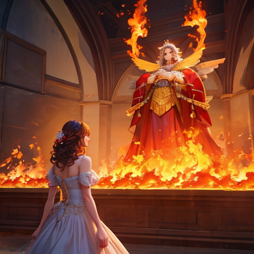 炎の中に立っている恐ろしい魔法使い