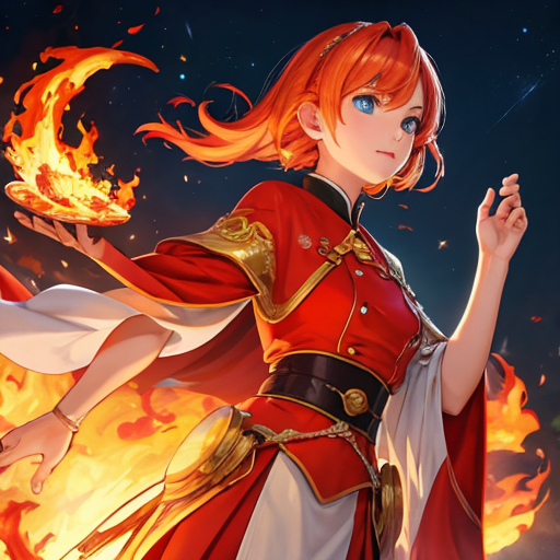 手から炎を出している魔法使い？の女の子