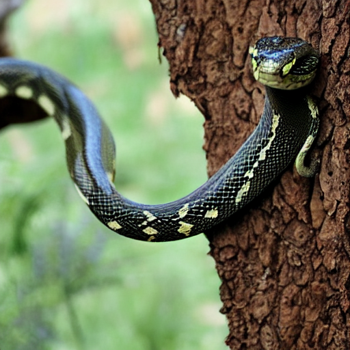 木に登っているヘビの画像