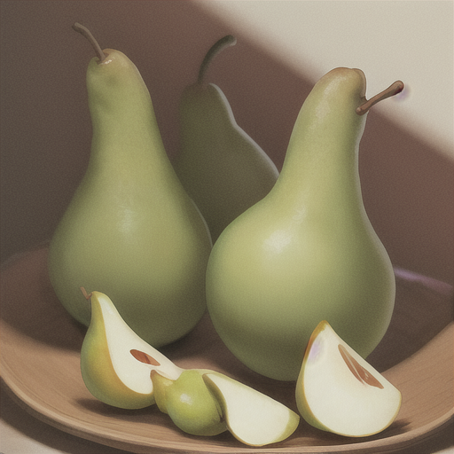 まるごと梨と切られた小さめの梨のフリーイラスト