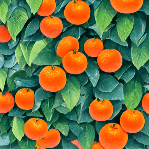 たくさんの実がなっているミカンの木のイラスト画像